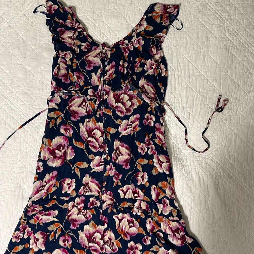 Navy blue floral midi dress